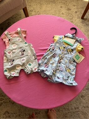 Disney Baby Hooded Romper Set in Pink and Gray